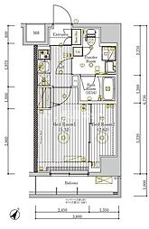 ミライズ新小岩マーロ 701 7階2Kの間取り