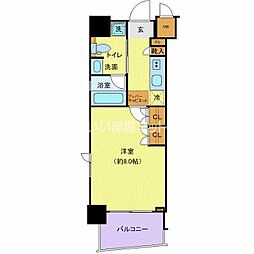 ステージファーストつつじヶ丘アジールコート 8階1Kの間取り
