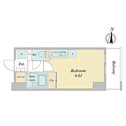 RIDGE堀田(旧スペーシア堀田) 8階ワンルームの間取り
