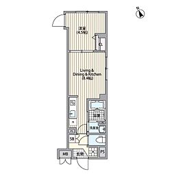 エルファーロ恵比寿 4階1LDKの間取り