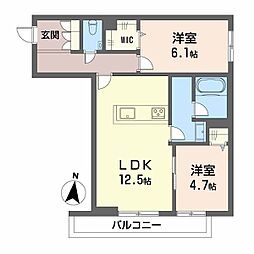 シャーメゾンHARU 2LDKの間取図画像
