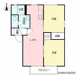 イースト　V棟 2階2LDKの間取り