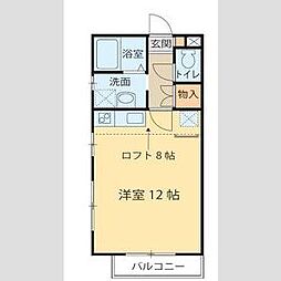 フランジュール 2階ワンルームの間取り