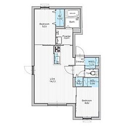 JANUS(ジェイナス)residences月寒中央ParkFront 1階2LDKの間取り