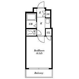 コーポYOU-A 2階1Kの間取り