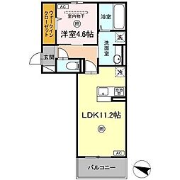 MER行事　A棟 2階1LDKの間取り