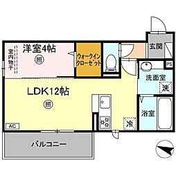 MER行事　A棟 2階1LDKの間取り