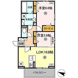 MITE行事　B棟 3階2LDKの間取り