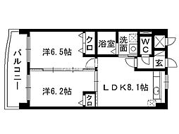 コートハウス大手町 9階2LDKの間取り