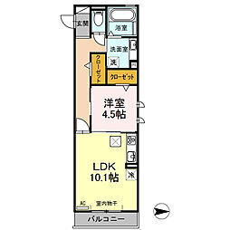 アール・オッツ 3階1LDKの間取り