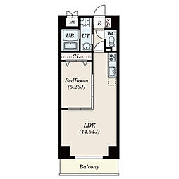 賃料値下げしましたGRANDUKE正木 14階1LDKの間取り