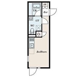PASEO市谷台町II 204 2階ワンルームの間取り