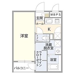 Ｇ−ＳＴＡＧＥ大道 2階1Kの間取り