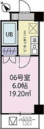 ベルビー川崎 4階1Kの間取り