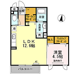 パークサイドカーサ 3階1LDKの間取り