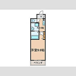 Ｂｅｎｅ川宮 3階1Kの間取り