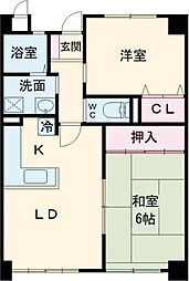 ユートピアタウンII 6階2LDKの間取り