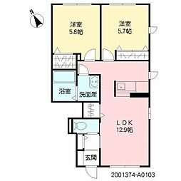 シャーメゾン　ＹＴＹ　Ａ棟 1階2LDKの間取り