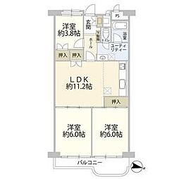 フドウ三軒茶屋ハイツ 7階3LDKの間取り