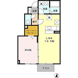 グランモア泉野　III 1階1LDKの間取り