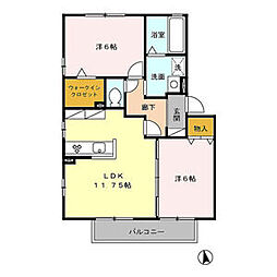 プルミエ　Ｂ 2階2LDKの間取り