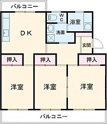エルワンマンション 2階3DKの間取り