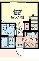 クレール霞 1階1Kの間取り