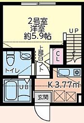 クレール霞 1階1Kの間取り