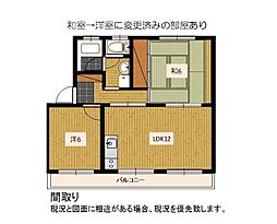 ヴィラコンフォート下俣南 2LDKの間取図画像