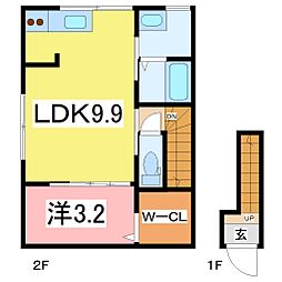 INTEGRAL　LIAISON 2階1LDKの間取り