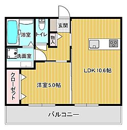 パークヴィラ杉水III 1階1LDKの間取り