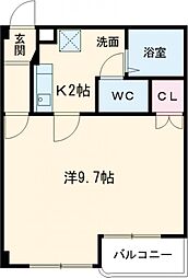 ロイヤルシャトーII 2階1Kの間取り