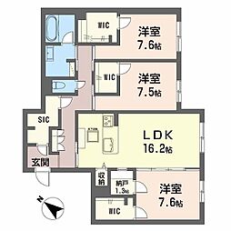 シャーメゾンプレミア鹿児島駅前 102 1階3SLDKの間取り