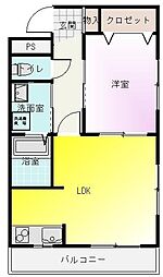 ヴァンヴェストＡ 2階1LDKの間取り