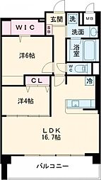 エクセルハイム東灘 2階2LDKの間取り