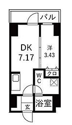 ＴＲＡＤＩＳ森下 2階1DKの間取り