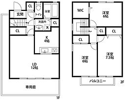 エターナルウッド 1階3LDKの間取り