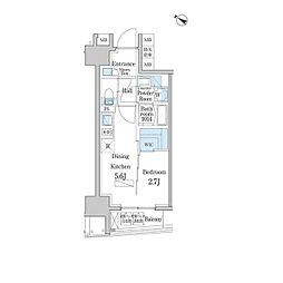 デュオフラッツ日本橋水天宮 10階1DKの間取り
