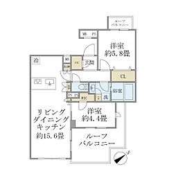 コンポジット早稲田鶴巻町 501 5階2LDKの間取り