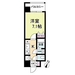 KDXレジデンス三宮 2階ワンルームの間取り