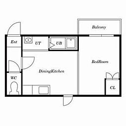 アローム南郷 3階1DKの間取り