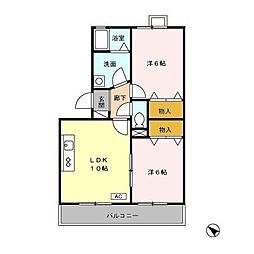 ベイコート 303 3階2LDKの間取り