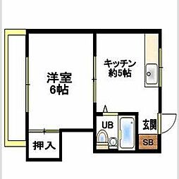 コーポ吉田 2階1DKの間取り