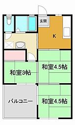 桜木ハイツＡ 4階3Kの間取り