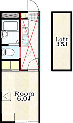 クライスコーポ榎 1階1Kの間取り