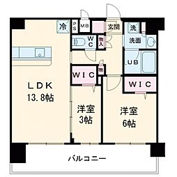 プレサンス東淀川駅前プローシェ 15階2LDKの間取り