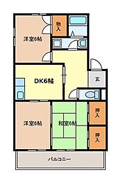 ハイツ高根 3階3DKの間取り