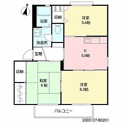 レジデンス幸　Ｂ棟 2階3Kの間取り