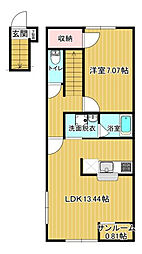 ドゥオ 2階1LDKの間取り