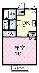 グランデ大橋 1DKの間取図画像